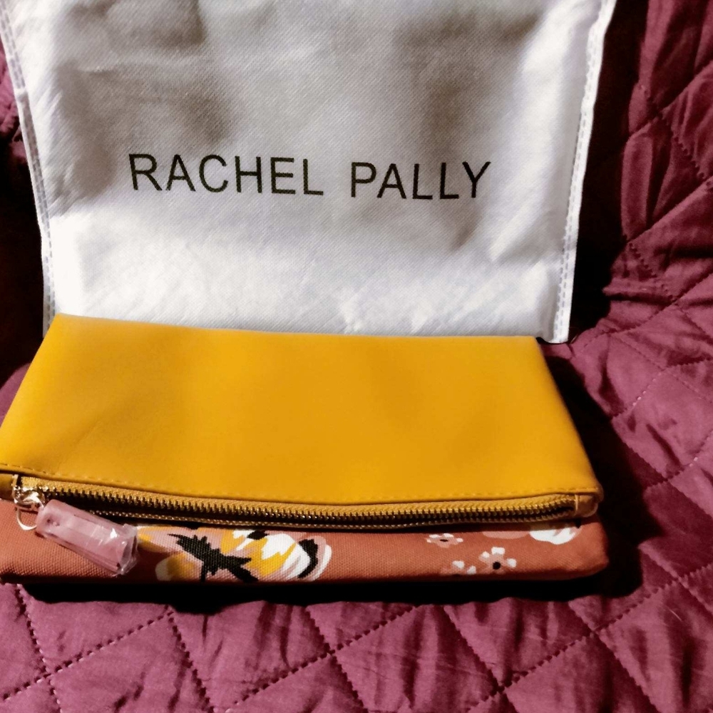 Rachel Pally Orange and Tan Reversible Patterned Clutch